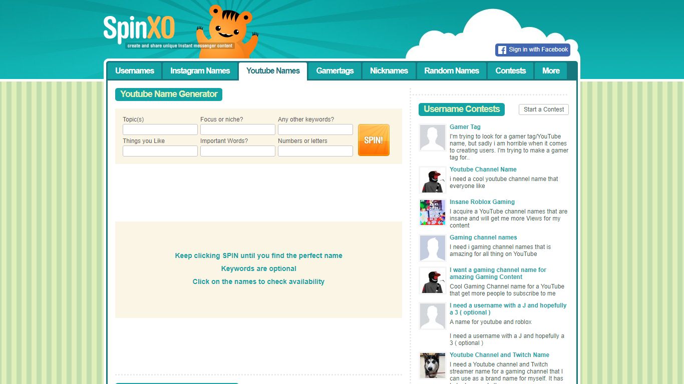 Youtube Name Generator - SpinXO